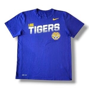 LSU Tigers Nike Dri-FIT Tee Mens Size Medium Purple & Yellow Louisiana Football